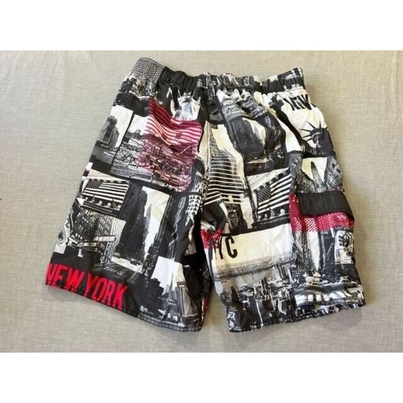 Joe Boxer Swim Shorts Mens Large Black New York Lined Drawstring‎ Trunks Men. - Picture 5 of 8